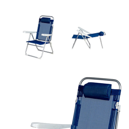 Sdraio Pieghevole Reclinabile Struttura in Alluminio Antiruggine Campeggio Casa Blu