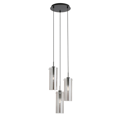 Lampadario a sospensione diffusori Nera/Fume 3Xe27 27,3X27,3X150Cm