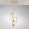 Lampadario a sospensione diffusori Oro/Ambra 3Xe27 27,3X27,3X150Cm