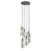 Lampadario a sospensione diffusori Nera/Fume 6Xe27 35X35X150Cm