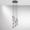 Lampadario a sospensione diffusori Nera/Fume 6Xe27 35X35X150Cm