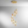 Lampadario a sospensione diffusori Oro/Ambra 6Xe27 35X35X150Cm