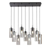 Lampadario a sospensione lineare diffusori Nera/Fume 9Xe27 90X30X150Cm