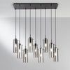 Lampadario a sospensione lineare diffusori Nera/Fume 9Xe27 90X30X150Cm
