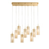 Lampadario a sospensione lineare diffusori Oro/Ambra 9Xe27 90X30X150Cm