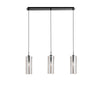 Lampadario a sospensione lineare ,diffusori Nera/Fume 3Xe27 79X10X150Cm