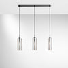 Lampadario a sospensione lineare ,diffusori Nera/Fume 3Xe27 79X10X150Cm