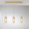 Lampadario a sospensione lineare diffusori Oro/Ambra 3Xe27 79X10X150Cm
