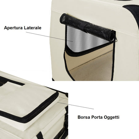 Borsa Trasportino Animali Domestici 50x34 H 36cm Cani e Gatti Beige