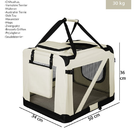 Borsa Trasportino Animali Domestici 50x34 H 36cm Cani e Gatti Beige