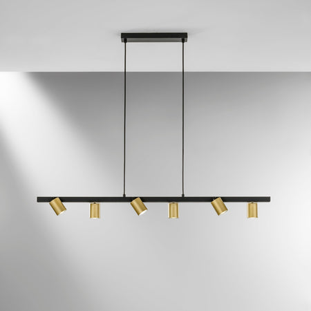 Lampadario a sospensione Nera/Oro 6Xgu10 110X15X150Cm