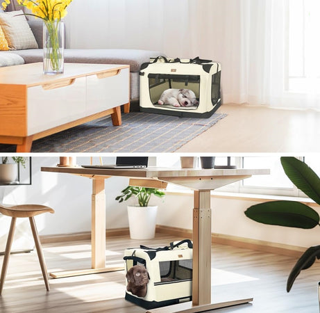 Borsa Trasportino Animali Domestici 50x34 H 36cm Cani e Gatti Beige