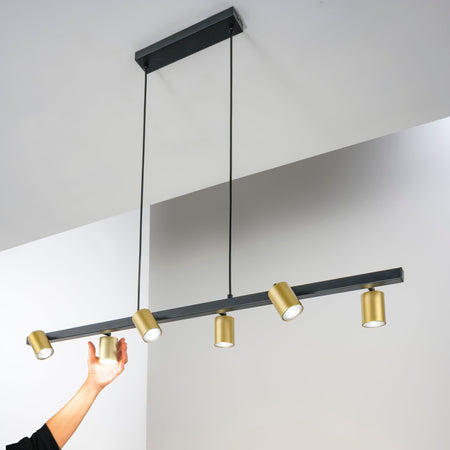 Lampadario a sospensione Nera/Oro 6Xgu10 110X15X150Cm