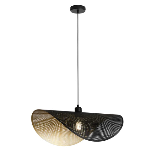 Lampadario a Sospensione a vela singola 60 cm Nera/Oro 1Xe27 60X33X150Cm