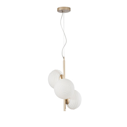 Lampadario a Sospensione in metallo con tre diffusori Oro 3Xe27 12X32,5X165Cm