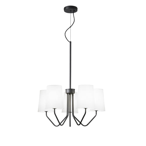 Lampadario a Sospensione , cinque luci Nera 5Xe14 60X150Cm