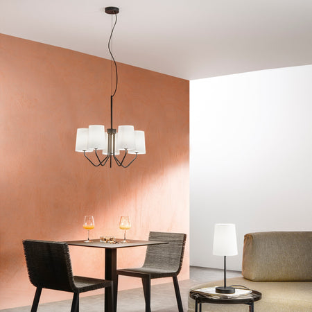 Lampadario a Sospensione , cinque luci Nera 5Xe14 60X150Cm