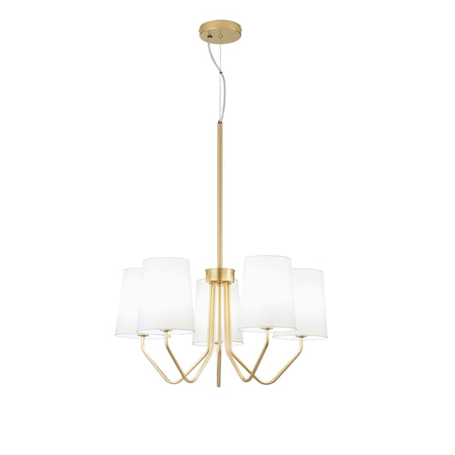 Lampadario a Sospensione , cinque luci Oro 5Xe14 60X150Cm