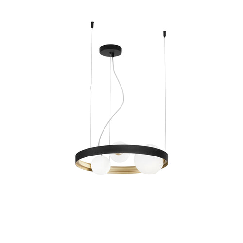 Lampadario a sospensione Nero/Oro 3Xg9 45X12X150Cm