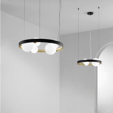 Lampadario a sospensione Nero/Oro 3Xg9 45X12X150Cm