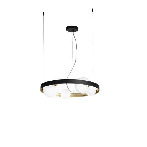 Lampadario a sospensione Nero/Oro 5Xg9 55X12X150Cm