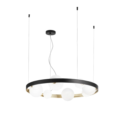 Lampadario a sospensione Nero/Oro 8Xg9 76X12X150Cm