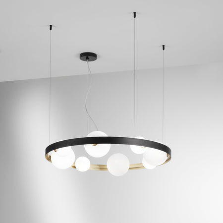 Lampadario a sospensione Nero/Oro 8Xg9 76X12X150Cm