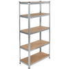 Scaffale Metallo Zincato 5 Ripiani Legno MDF 75x30 H 180cm Scaffalatura Garage Casa