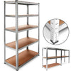 Scaffale Metallo Zincato 5 Ripiani Legno MDF 90x40 H 180cm Scaffalatura Garage Casa