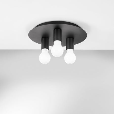 Plafoniera Nera 3Xe27 30X30X86Cm