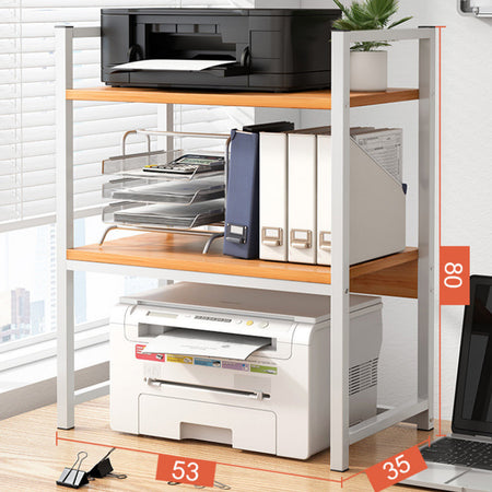 Scaffale Organizer Casa Ufficio 2Ripiani Metallo e Legno MDF 53x35 H80cm Bianco