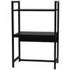 Scaffale Organizer Casa Ufficio 2Ripiani Metallo e Legno MDF 53x35 H80cm Nero