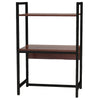 Scaffale Organizer Casa Ufficio 2Ripiani Metallo e Legno MDF 53x35 H80cm Noce Nero