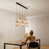Lampada a Sospensione Trasparente 5Xe27 115X23,5X176Cm