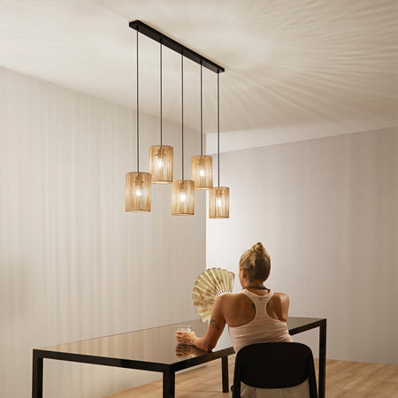 Lampada a Sospensione Trasparente 5Xe27 115X23,5X176Cm