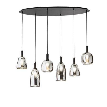 Lampadario a sospensione a sei luci Nera 6Xe14 101X34X150Cm
