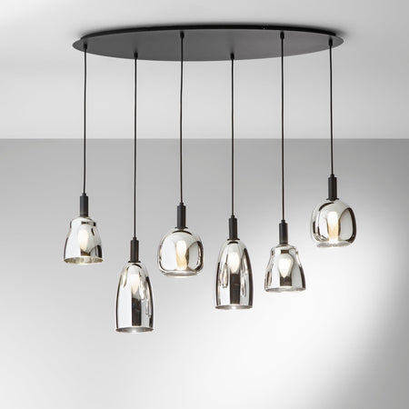 Lampadario a sospensione a sei luci Nera 6Xe14 101X34X150Cm