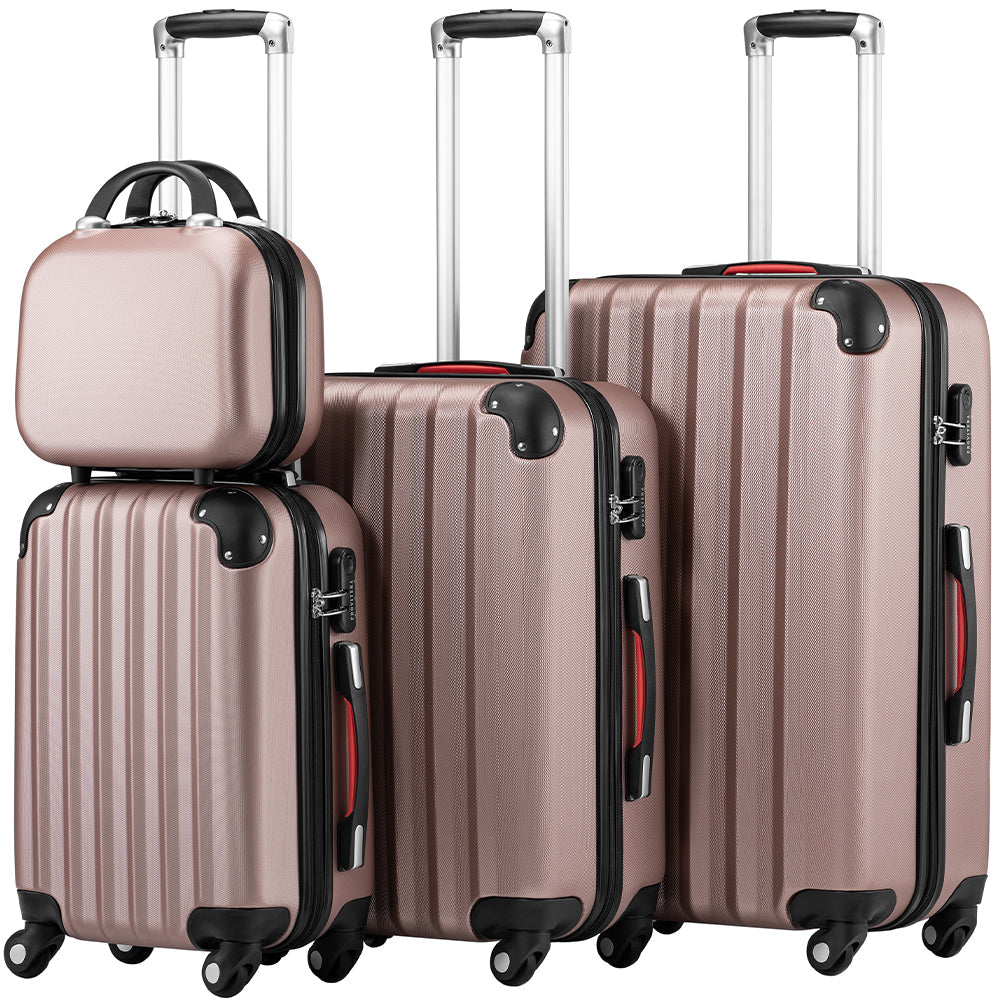 Set 4 Valigie Rigide ABS Con Beauty Case - Trolley Leggeri, Resistanti E Con Ruote 360°, Nero - Foto 4