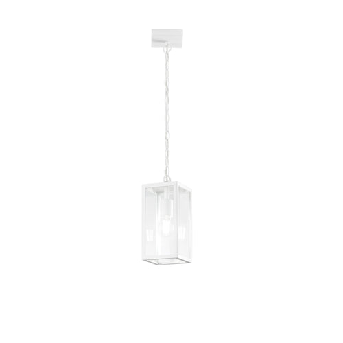 Sospensione in metallo e vetro bianco 1xe27 90x13x26cm