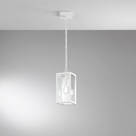 Sospensione in metallo e vetro bianco 1xe27 90x13x26cm