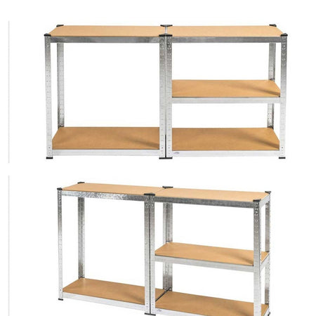 Scaffale Metallo Zincato 5 Ripiani Legno MDF 75x30 H 180cm Scaffalatura Garage Casa
