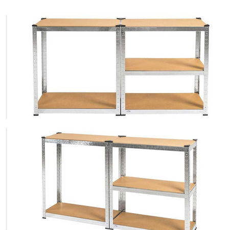 Scaffale Metallo Zincato 5 Ripiani Legno MDF 90x40 H 180cm Scaffalatura Garage Casa