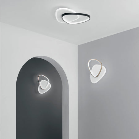 Plafoniera Led rotonda, con interruttore cct Nera 42W 4500Lm 35X7X45Cm