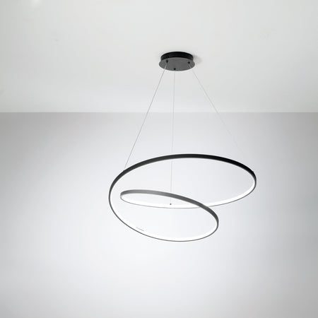 Lampadario a sospensione Led cct Nera 60W 8000Lm 80X11,2X150Cm