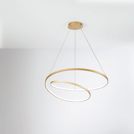 Lampadario a sospensione Led cct Oro 60W 8000Lm 80X11,2X150Cm