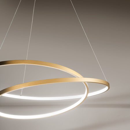 Lampadario a sospensione Led cct Oro 60W 8000Lm 80X11,2X150Cm