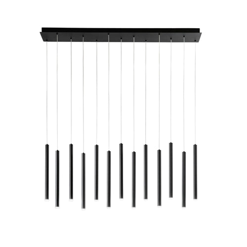 Sospensione Led con struttura tubolare lineare cct Nero 65W 6110Lm 200X107,5X3.5Cm