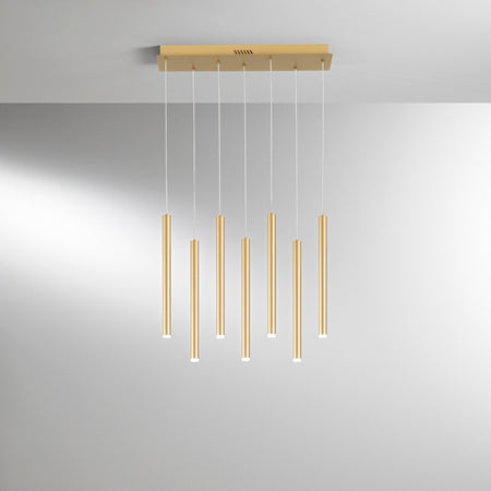 Sospensione Led con struttura tubolare lineare cct Oro 35W 3290Lm 200X56.5X3,5Cm