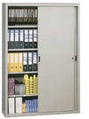 Armadio da ufficio ad ante scorrevoli con 4 ripiani colore grigio cm. 120x45x200H