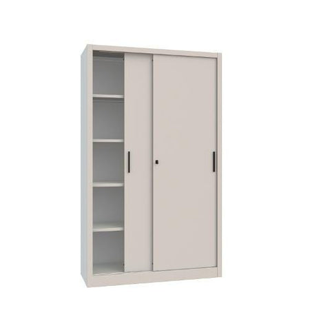 Armadio da ufficio ad ante scorrevoli con 4 ripiani colore grigio cm. 120x45x200H